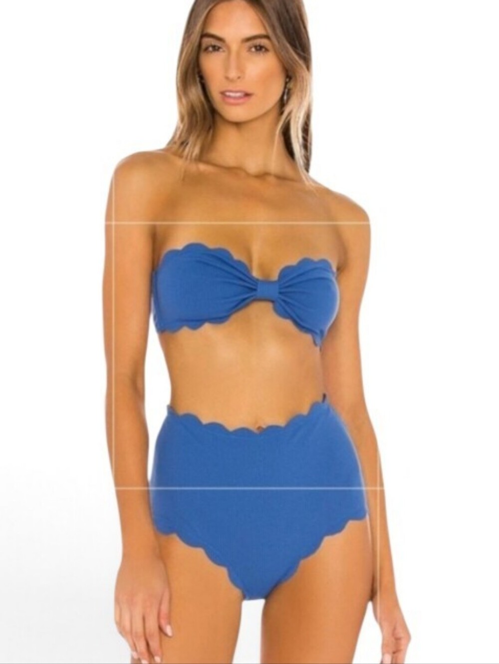 Marysia Swim Blue Scalloped Bikini Top